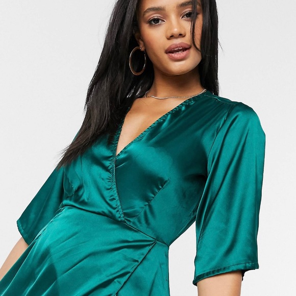 Satin Wrap Midi dress - Size Small - Picture 2 of 4